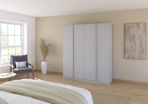 möbelando Drehtürenschrank >Modesty< in seidengrau aus Holzwerkstoff - 181x210x54 (BxHxT)