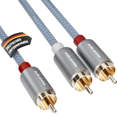audio pirates Subwoofer RCA-kabel 2 x 1 RCA-kabel – High-Performance Y RCA-kabel, ljudkabel med 24 K guldpläterad kontakt, OFC-koppar – högtalarkabel för subwoofer (1-pack, 2 m)