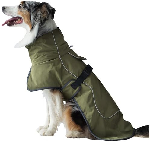 DOGOPAL Hundemantel Wasserdicht | Wintermantel & Hunderegenmantel mit Fleecefutter, Reflektierend und Winddicht, Regenmantel Hund für Kleine, Mittlere und Große Hunde, Perfekt für Kaltes Wetter (50)