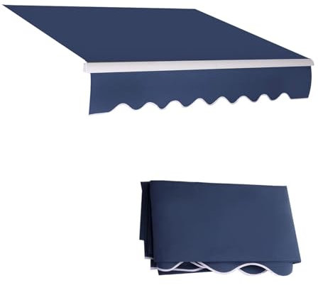 Toldo retráctil manual o eléctrico impermeable para exteriores, tela de repuesto resistente al sol, toldo enrollable para actividades en terraza, color azul marino (tamaño: 3 x 1,5 m)