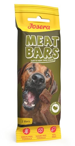 JOSERA Meat Bars Turkey | 14x 40g | Premium Snackwurst mit Pute für Hunde | Adult | 90 % Fleischanteil - mit feinem Truthahn | zucker- & getreidefreie Rezeptur | schonend getrocknetes Leckerli