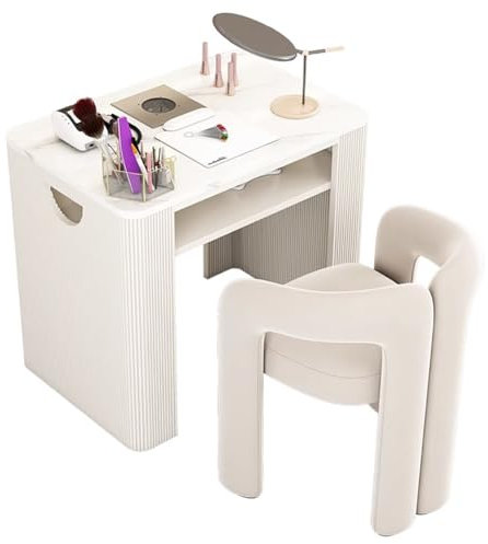 TT-YEC Moderner, Robuster Maniküretisch, Marmor-Maniküretisch, Maniküretisch Mit Schubladen Und Absaugung, Multifunktionales Aufbewahrungsdesign, Doppelschicht-Maniküretisch,Al80cm