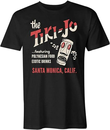 The Tiki-Jo Santa Monica CA Vintage Tiki Bar Men's Black T-Shirt Unisex Clothing L