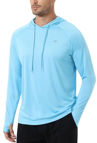 Tyhengta Herren Hoodie Langarm UV-Schutz T-Shirt Leichtes Schwimm-Shirt Sonnenschutz T-Shirt mit Kapuze Strand Shirt