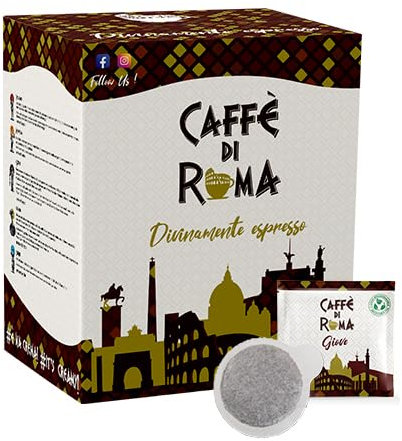 CAFFE DI ROMA Cialda Compostabile Miscela GIOVE – Corposo e Cremoso - 4 Cartoni da 150 Cialde Filtro Carta diametro ESE 44 per Macchine Espresso - 600 Cialde -