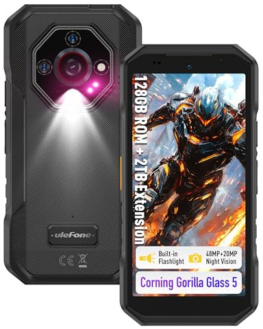 Ulefone Armor X32 Rugged Smartphone, 128GB/2TB TF, 48MP+20MP Night Vision, 5.65 Corning Gorilla Glass, 4G 3-Card Slot, Upgradable to Android 15, 5500mAh 18W, IP68 Waterproof Mobile Phones, NFC Black