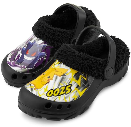 Get Trend Sabots Enfant Garçon Ado Doublure Polaire, Chaussures Garçon Chaudes Hiver avec Bride, Semelle Antidérapante