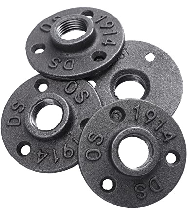 Gadpiparty Bride de Plancher en Fonte Industrielle à 3 Trous, Socle Fixe en Acier pour Meubles Vintage, 4 Pièces, Fixation Sécurisée pour Sols et Murs, Accessoire Décoratif