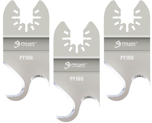 PAYA PY188 Push-Pull Hook Oscillating Saw Blades, Universal Stainless Steel Multi-Cutter Blades for Cutting Asphalt Shingles, Felt, Carpet, Rubber, PVC & Artificial Grass, 3 Pack