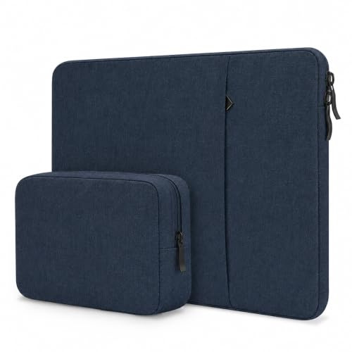 ProElife 13-Inch Laptop Sleeve for MacBook Neo & MacBook Air 13.6 M5/M4 | Perfect Fit, Separate Accessory Pouch & Front Pocket, Water-resistant, Soft Suede Lining, Padded Protection, Navy Blue