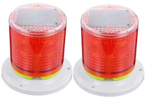JECOMPRIS 2 Pièces Voyants solaires lumière d'alarme lumière stroboscopique d'avertissement de plein air lumière stroboscopique solaire lumières stroboscopiques d'urgence Plastique rouge