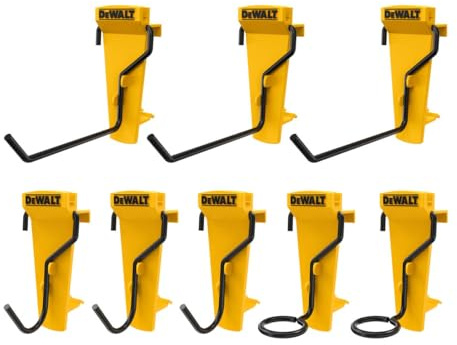 DEWALT Hand Tool Hook, 8 Pack Heavy Duty Wall Hooks for Organizing Power, Hand, and Garden Tools in Your Workshop, Garage, or Basement