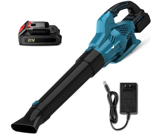 Souffleur à Feuilles sans Fil, souffleur à Feuilles à Batterie 21 V, Moteur sans balais,0-17 000 TR/Min, Vitesse d'air maximale 144 km/h, réglage à 6 Vitesses,pour Entretien pelouse (Batterie*1)