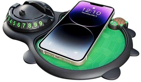 Chaies Soporte antideslizante para teléfono móvil, superficie de almacenamiento antideslizante con compartimento para discos de aparcamiento y organizador para llaves de coche, accesorios gadgets