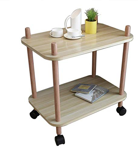 Carro de cocina de madera maciza con almacenamiento de vino y té, nogal claro