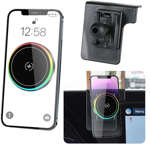 LUNQIN Car Magnetic Phone Mount for Hyundai Palisade 2020 2021 2022 2023 2024 2025 Auto Interior Accessories Best Cellphone Holder Fast 15W Wireless Charger Cell Phones Charging Screen Stand Accessory