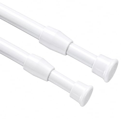 Event Decor Shop 2pcs White 30cm-50cm Extendible No Drill Curtain Poles