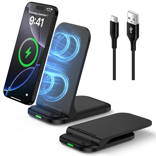 Foldable Google Pixel Wireless Charger Stand, Inductive Charging Station Mobile Charger, 15W Fast Wireless Mobile Phone Charger for Google Pixel 10 Pro 9 8 7 6 5/Galaxy S25 Ultra S24 S23 S22 Z Flip7