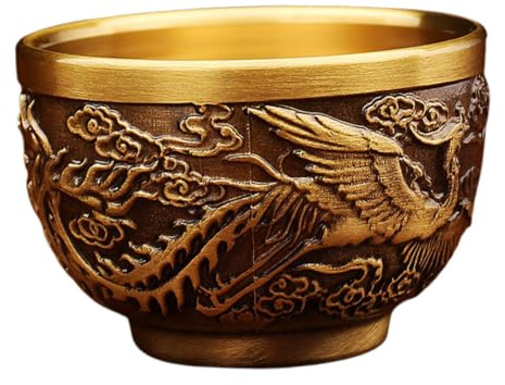 LIGIGWASH Copa De Vino De Cobre Con Forma De Taza De Té Vintage Cáliz Chino Retro Para Regalar o Usar Oficinas Hecha De Metal Tés De Kung Fu