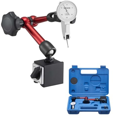 VEVOR Dial Test Indicator with Universal Magnetic Base and Storage Case, 0.0005 inch Accuracy, 0-0.03 inch Range, Micro Ball Handle for Narrow Area Measurement, Industrial Machining & Inspection