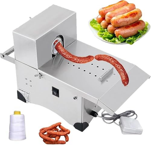 LESBJFDM Insaccatrice per Salsiccia Professionale, Macchina Legatrice Salsicce Elettrica Automatica, Macchina per Annodare Salsicce in Acciaio Inossidabile, per Uso Commerciale e Domestico