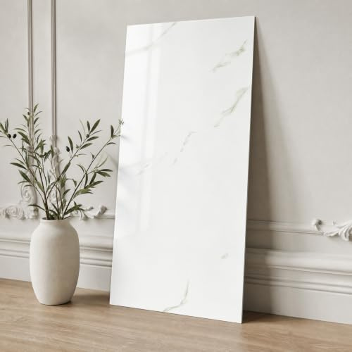 Hode Peel and Stick Self Adhesive Wall Tiles Tile Stickers Kitchen Bathroom | 60x30cm 10pcs Sticky Wall Tiles Waterproof, Stick on Splashback Fireplace Surround, Foam Tiles White Marble Wall Panels