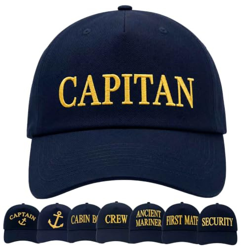 4sold Herren Kinder Kapitänsmütze Marine Army Military Baseballmütze Security Cap Captain Captain Cabin Boy Crew Yachting Inschrift Schriftzug Gold