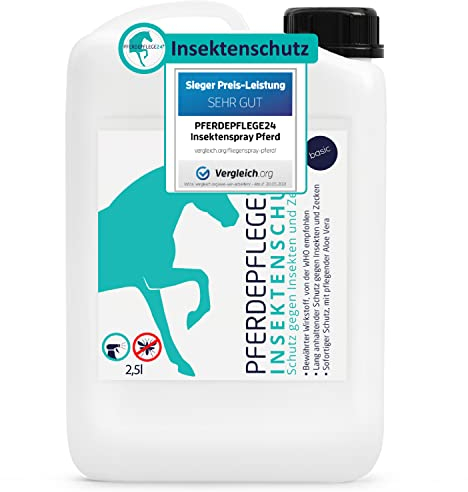PFERDEPFLEGE24 Insektenspray Pferd DEET - Sofortiger Schutz & Langanhaltende Wirkung - 5 Größen - Fliegenspray Pferd stark Hochkonzentriert & Wirksam gegen Mücken, Fliegen, Bremsen & Zecken 2500ml
