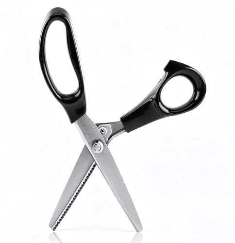 Tijeras de Tela en Zigzag Profesionales, Tijeras de Coser con Cuchillas de Acero Inoxidable 23cm, Tijeras de Corte Triangular 3-7 mm para Confección Manualidades Cuero y Tejidos