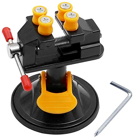 Mesee Mini-Schraubstock, Kleine Werkbank Schraubstock, Walnuss Werkzeuge, Universal Mini Bohrmaschine Vise Saugnapf Schnitzen Vise für DIY Fertigkeit-Schmucksachen