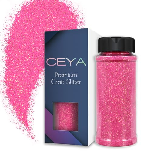 Ceya 3.5oz/ 100g Ultra Fine Glitter Powder Rose Pink Iridescent Glitter 1/128” 0.008” 0.2mm for Slime Epoxy Resin Craft Tumbler Jewelry Nail Art Festival Makeup Scrapbook Painting Wedding Cards