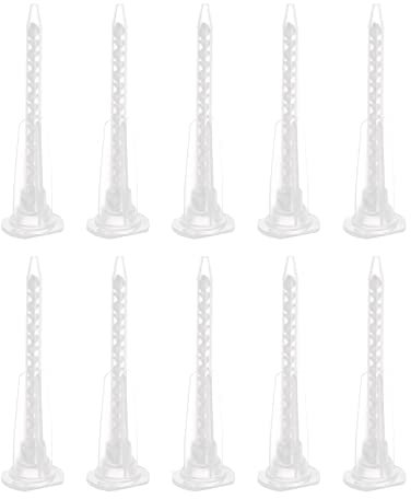 sourcing map 10 Pcs Epoxy Tubes Static Mixer, 2.44-inch Plastic Resin Mixing Nozzle Flat Buckle for AB Glue Adhesive Gun Applicator 50ml Cartridges, White