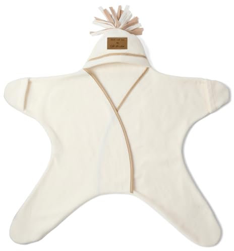 Clair de Lune Star Fleece Baby Wrap Blanket (0-6 Months) - Cream