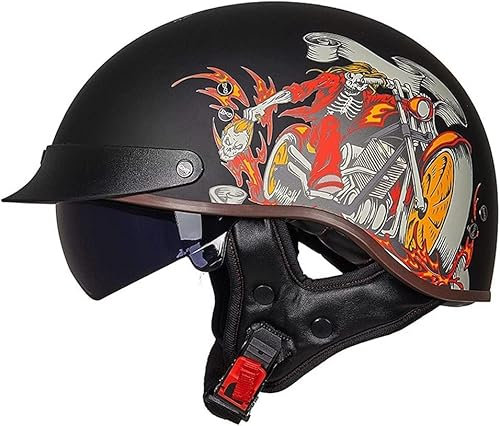 Vintage Motorrad Jethelm Für Männer Und Frauen Mit Herunterklappbarer Sonnenblende Cruiser Chopper Moped Scooter DOT/ECE-geprüft (Color : 5, Size : 63~64cm)