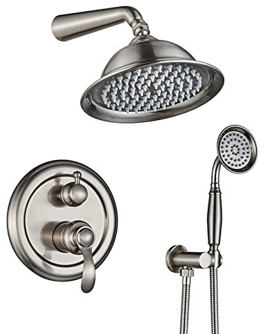DERBUT Duschsystem Unterputz-Duscharmatur Set Messing-Duschkombi-Set mit Handbrause und 21 cm Kopfbrause Advanced Air Injection Technology Einfache Installation, Mattschwarz