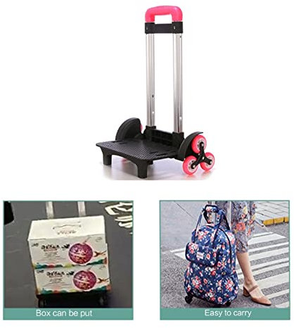 Chariot À Dos en Alliage D'Aluminium Pliable - Diable À 6 Roulettes pour Bagages, Sac À Dos, Sacs D'École, Étudiants, Voyage - Chariot À Main