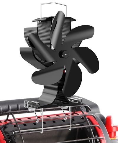 HIDALIFE Heat Powered Wood Stove Fan and Additional bracket for Heater Specifically designed for Buddy Heater, perfect for camping/picnics. Use for Wood/Log Burner/Fireplace,4 Blades