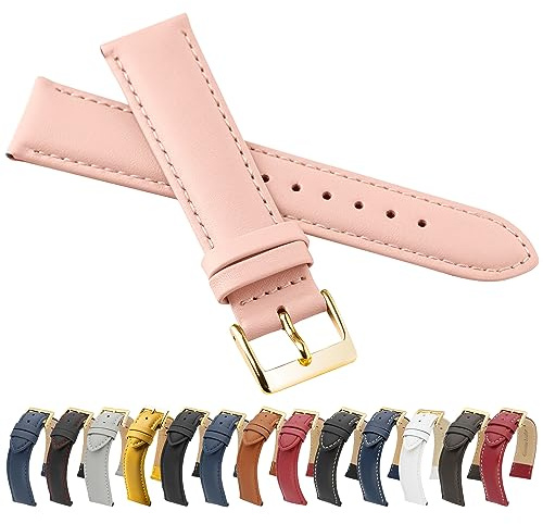 MARCHEL Glattleder Echtleder LLB Schließe in Gold Lederarmband Uhrenarmband Rindsleder Feines Leder