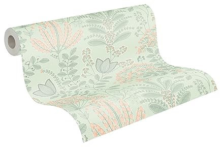 A.S. Création Blumentapete Grün Grau Rosa Orange - Livingwalls Famous Garden 393493 - Vliestapete - 10,05 m x 0,53 m - Made in Germany