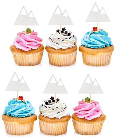 36pcs Mountain Themed Cupcake Toppers - Adventure Cupcake Toppers, Nature Cupcake Toppers, Baby Shower Birthday Party Cake Decoration