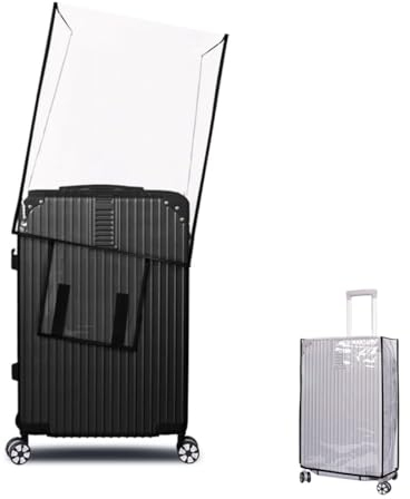 IUDWCG 1 Pcs Protezione impermeabile per trolley, copertura antipolvere per trolley, protezione per bagagli, bordo nero trasparente (telaio nero 28)