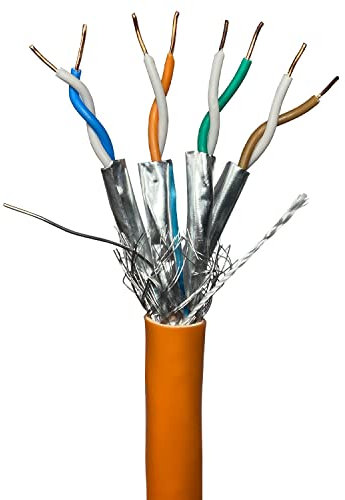 25m CAT7 Low Smoke Foil Shielded Cable | Pure Copper Solid Core 23 AWG S/FTP Ethernet | 40 Gigabit Network Internet Data Reel Drum | Low Smoke Zero Halogen