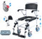 VEVOR Shower Commode Wheelchair with 4 Lockable Wheels, Footrests, Flip-up Arms, 3-Level Adjustable Height, 5L Removable Bucket, 350 LBS Capacity, Commode Chair for Adults Seniors
