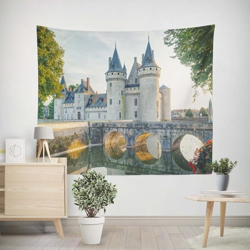 EHOMERY Wandteppich Tür Wanddekoration Outdoor Weißes Pferd Wandbehang Außen Wanddekoration Dachschräge Wohnzimmer Schlafzimmer Wandbehang Dekoration 260x240cm