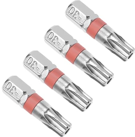 CoCud Puntas de Destornillador Torx, Vástago Hexagonal de 1/4 T30, Punta de Destornillador de Acero de Seguridad - (Aplicaciones: para Mantenimiento de Automóviles), 4 Piezas
