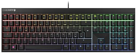 CHERRY MX 2.0S, Clavier de Jeu Mécanique avec Éclairage RGB, Disposition Française (AZERTY), Filaire, Conçu en Allemagne, Commutateurs MX2A Red, Noir