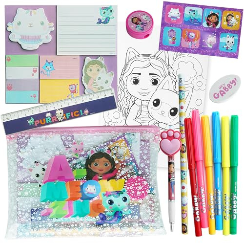 Gabby's Dollhouse - Federmäppchen für Mädchen - Gabby Dollhouse Stifte -Set mit Bleistiften, Stickern und Zeichenzubehör - Gabby's Dollhouse Geschenke
