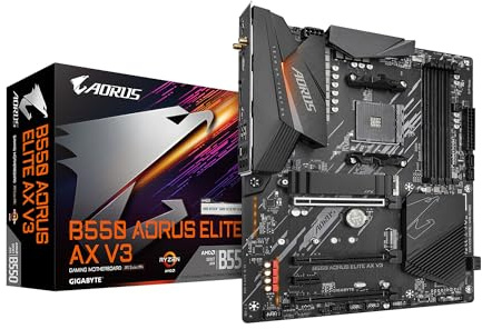 GIGABYTE B550 AORUS Elite AX V3 AM4 AMD B550 ATX Carte mère avec Double M.2, SATA 6 Go/s, USB 3.2 Gen 2, Wi-FI 6, 1GbE LAN, PCIe 4.0