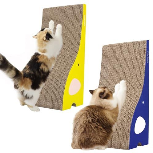 Cat Scratching Board Cat Scratcher Elephant Shape Cat Scratch Pad, TanoFalo Cardboard Cat Scratchers for Indoor Cats, High Strength Corrugated Cardboard, Reversible with Catnip (2 Pack)