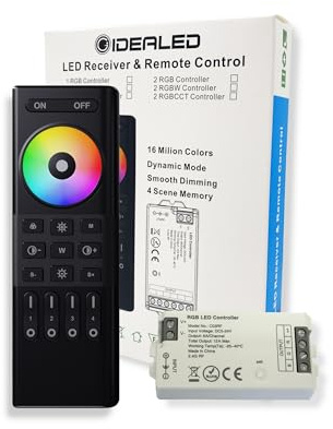GIDEALED RGB LED Controller mit RF Fernbedienung,4 Zonen 2.4GHz Drahtlose LED Streifen Controller Dimmung Farbwechsel Gruppensteuerung für 4 Pin RGB LED Streifen DC5V-24V(Kein Netzteil und Streifen)